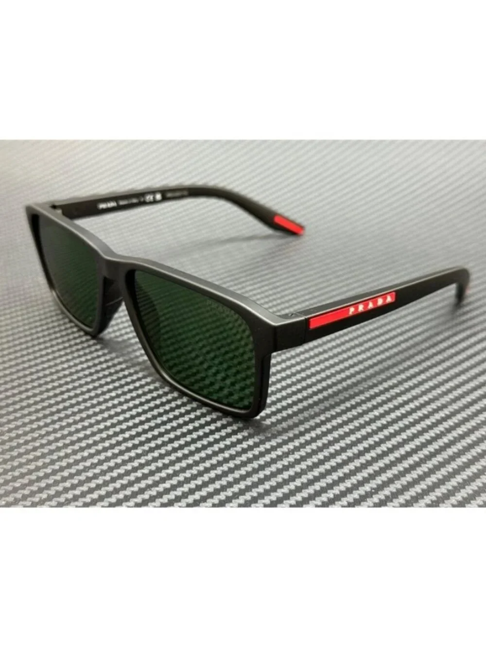 New Prada Linea Rossa Men Black Rubber Sunglasses 58-17-145